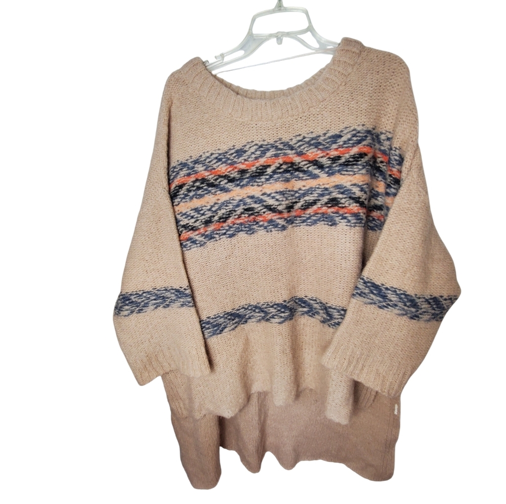 Free People Oversized Alpaca Fair Isle Tunic Boho Sweater - Picture 2 of 8